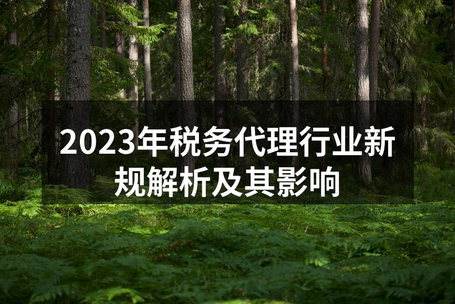 2023年税务代理行业新规解析及其影响