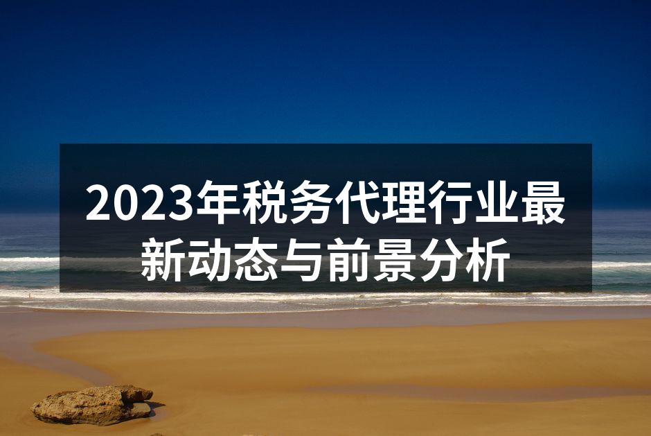 2023年税务代理行业最新动态与前景分析